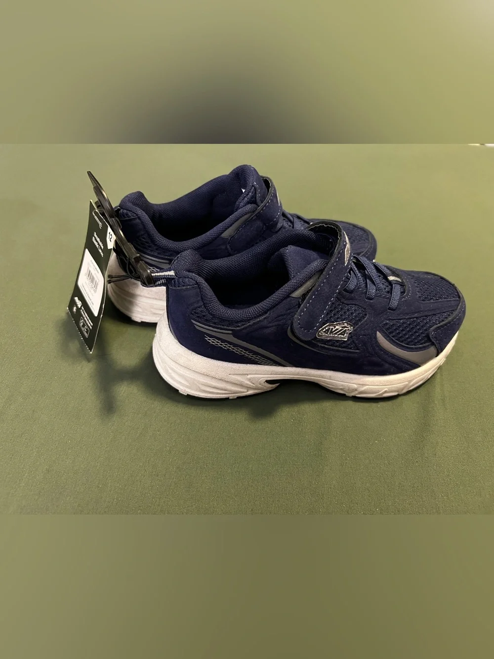 Kids Navy Blue Athletic Sneakers with Hook-and-Loop Velcro Strap Size 12